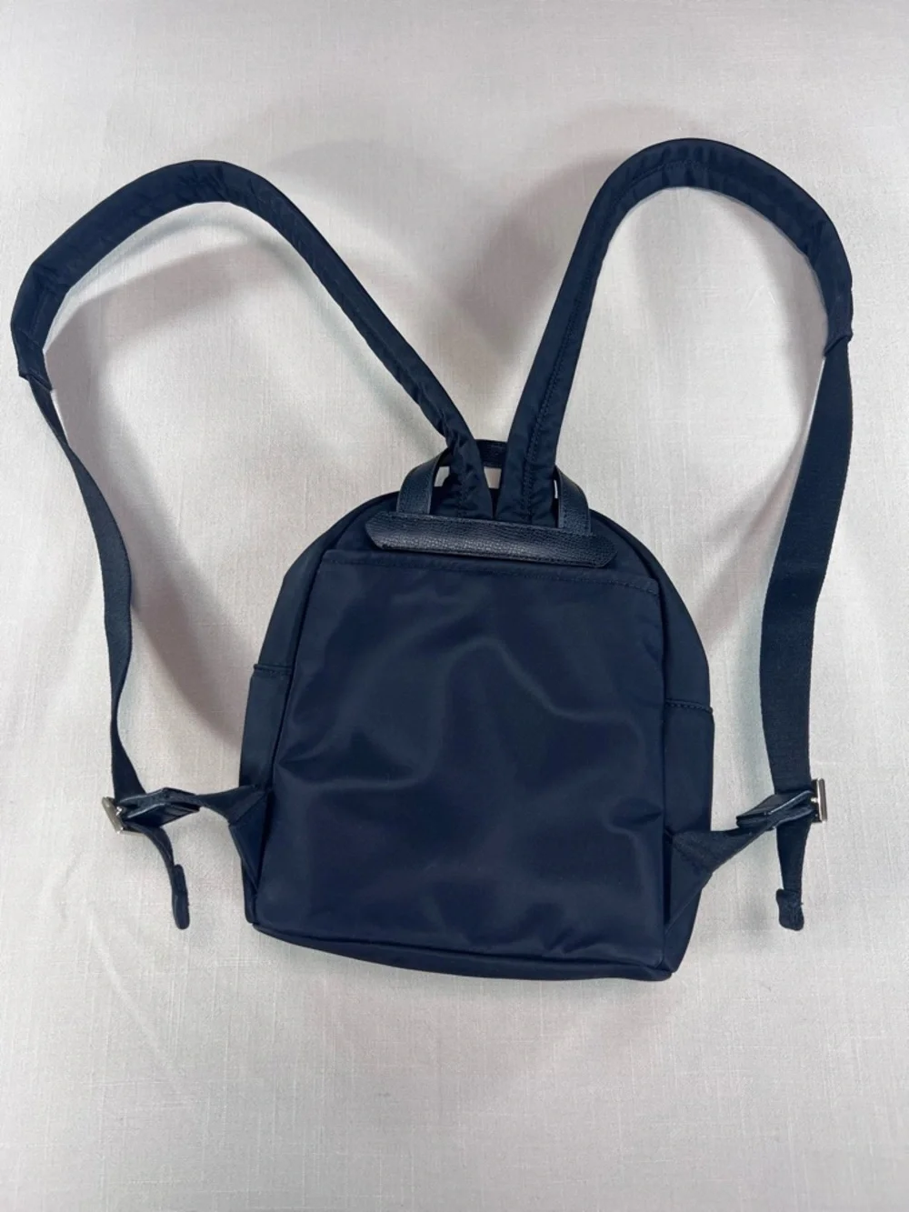 Kate Spade Mini Backpack Black Nylon Silver Spade Hardware Zip Pockets Purse
